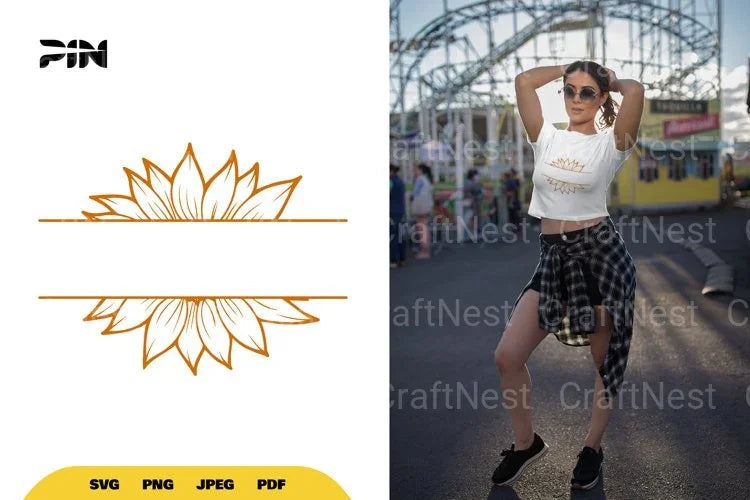 Split Sunflower Border SVG Bundle - CraftNest - Digital Crafting and Art