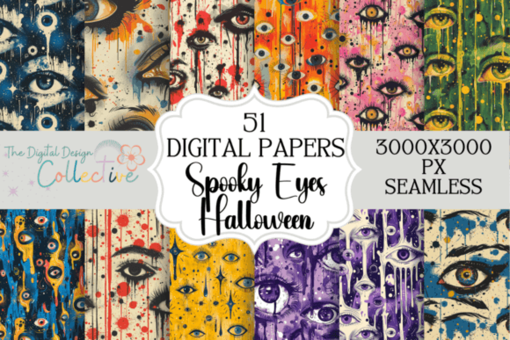Spooky Eyes Seamless Halloween Crafting Papers - CraftNest - Digital Crafting and Art