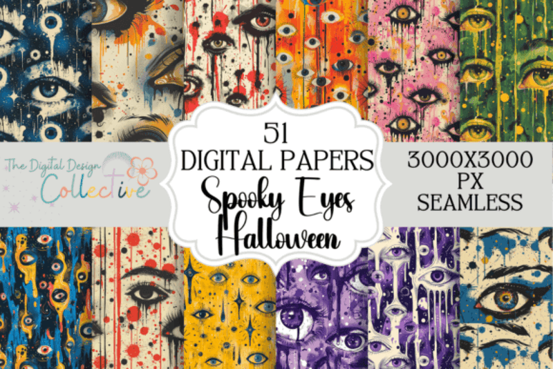 Spooky Eyes Seamless Halloween Crafting Papers - CraftNest - Digital Crafting and Art