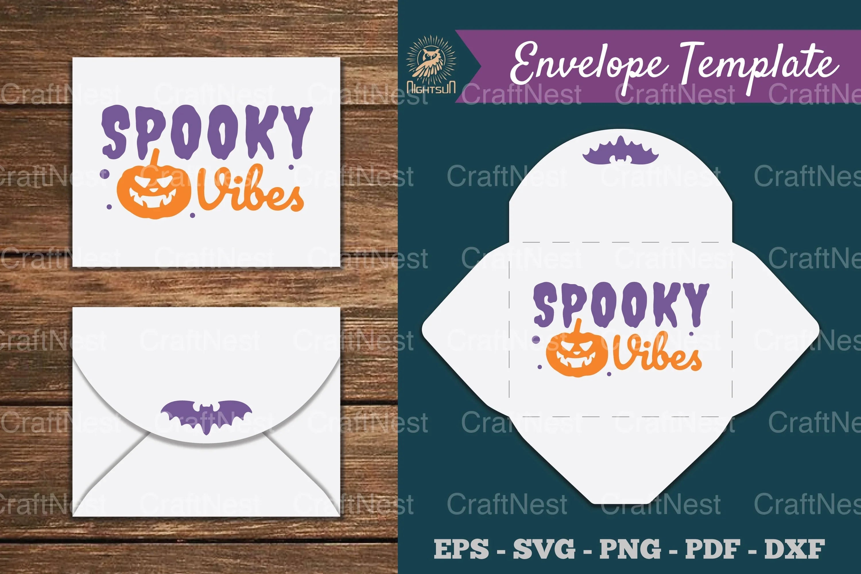 Spooky Vibes Envelope Template SVG Bundle - CraftNest - Digital Crafting and Art