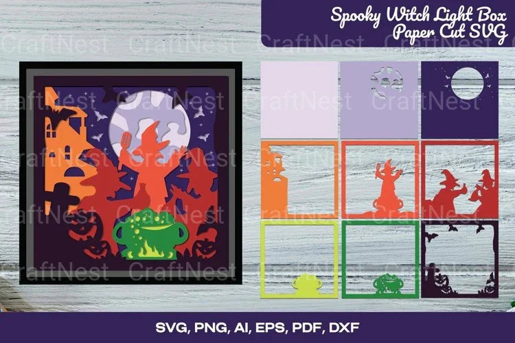 Spooky Witch Light Box Cut SVG Bundle - Clipart Bundle - CraftNest - Digital Crafting and Art