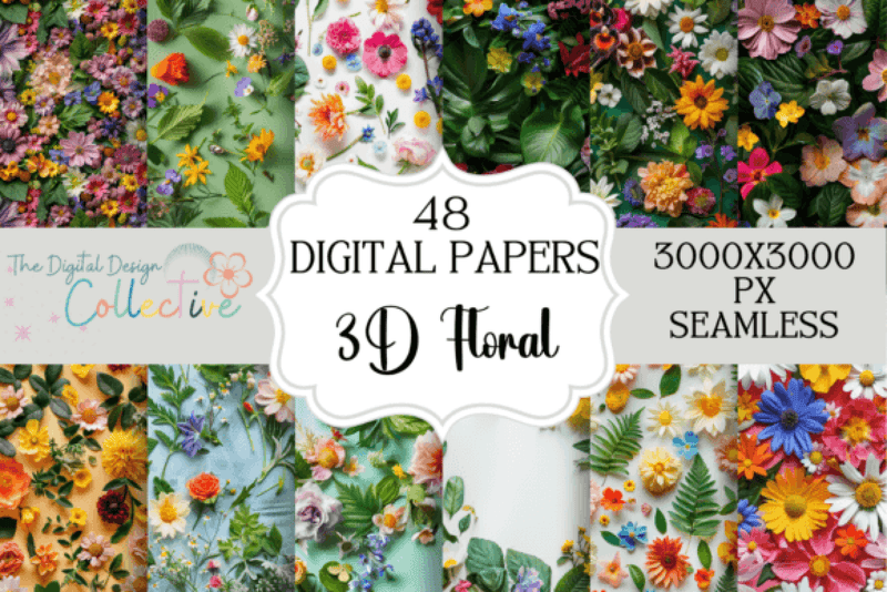 Spring 3D Flower Seamless Digital Paper - CraftNest - Digital Crafting and Art