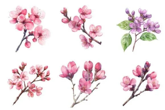 Spring Redbud Flower Clipart Bundle - CraftNest - Digital Crafting and Art
