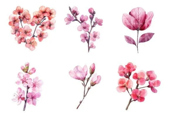 Spring Redbud Flower Clipart Bundle - CraftNest - Digital Crafting and Art