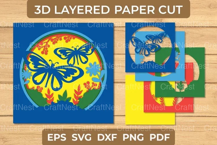 Spring Butterfly 3D Light Box Paper Cut Bundle - CraftNest - Digital Crafting and Art