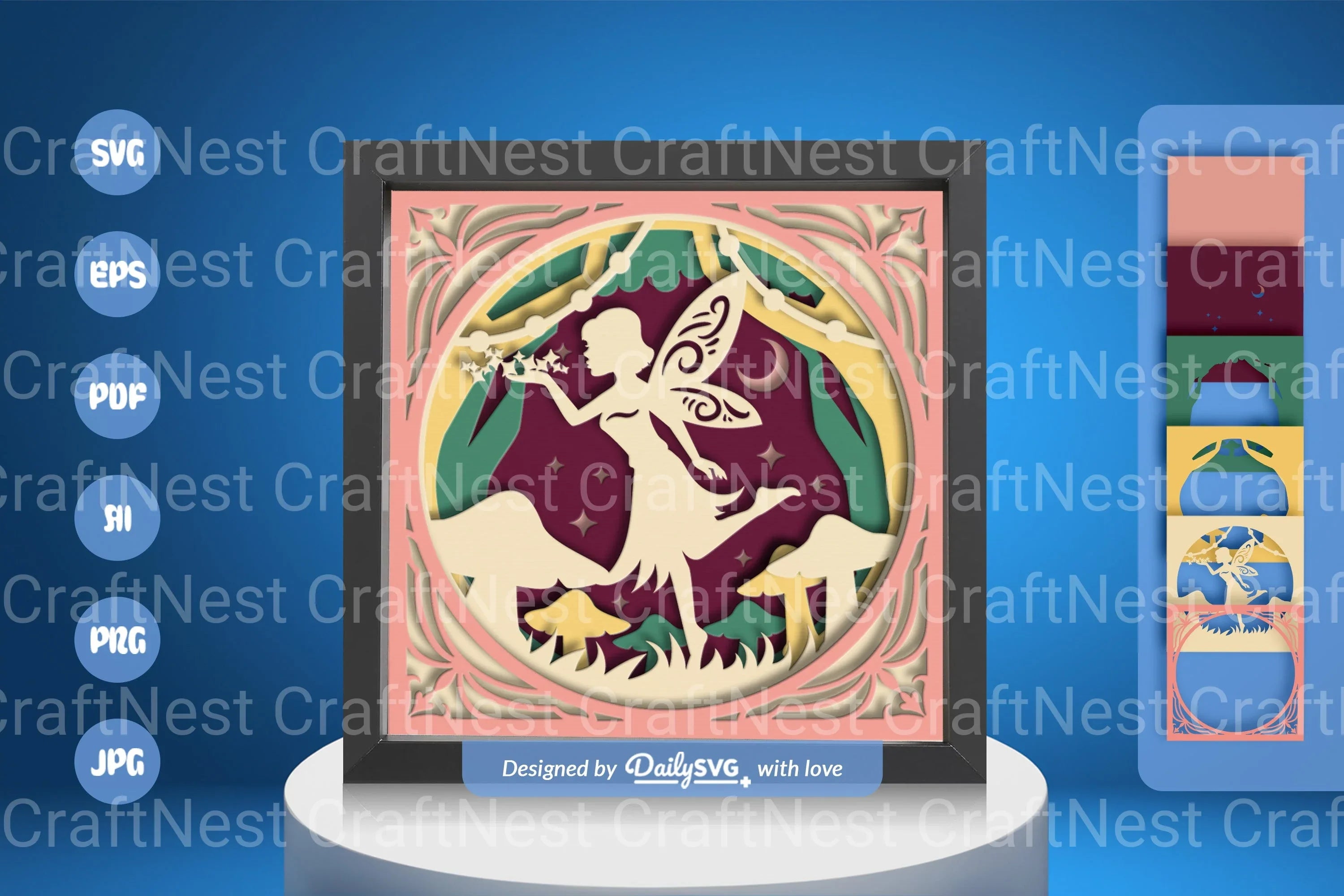 Spring Fairy Mushroom Papercut SVG Bundle