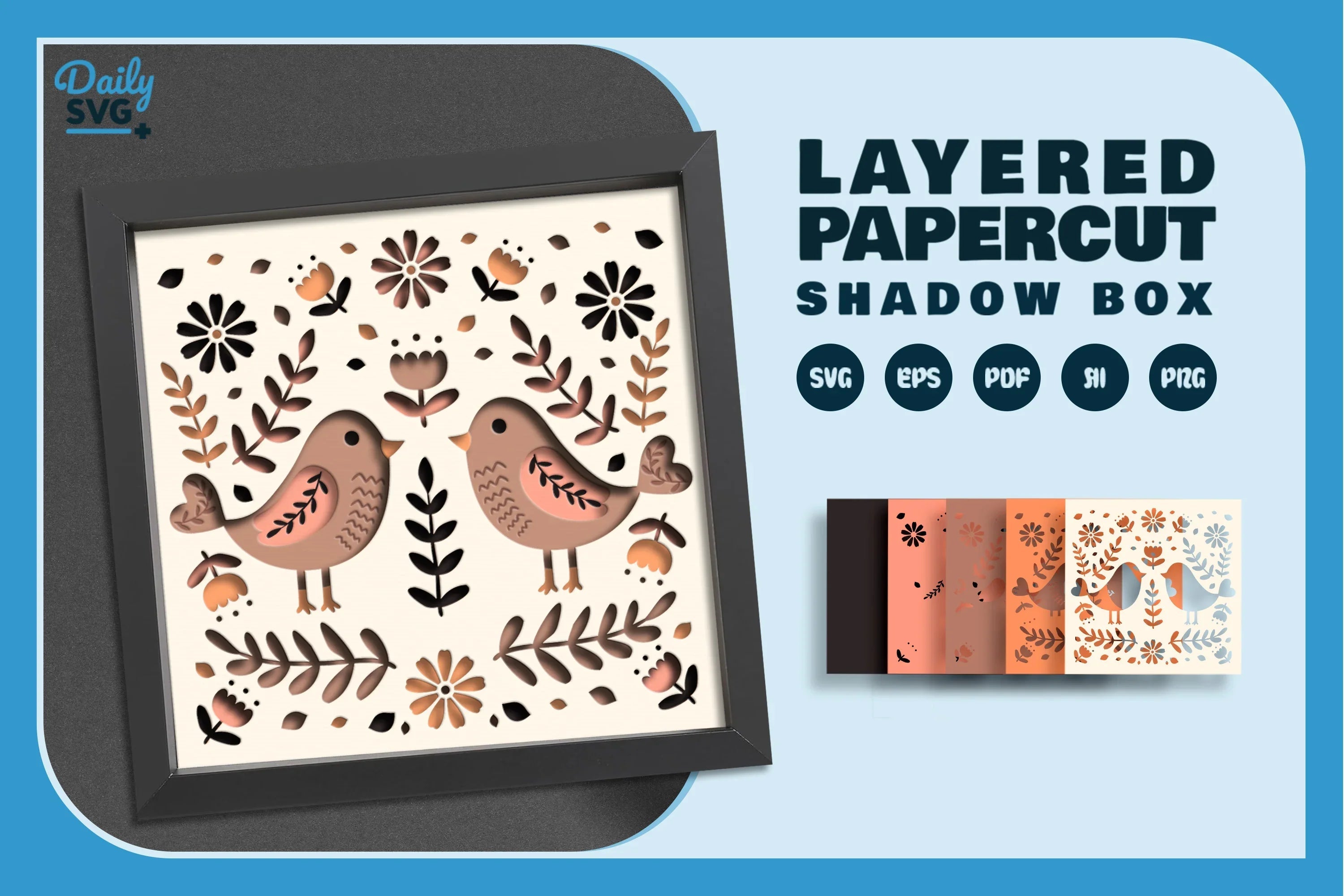 Spring Floral Birds Folk Art Papercut SVG Bundle - CraftNest - Digital Crafting and Art
