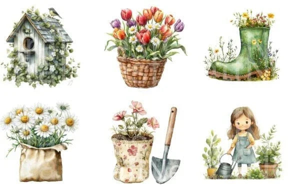 Spring Gardening Girl Clipart Bundle - CraftNest - Digital Crafting and Art