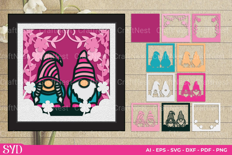 Spring Gnome 3D Layered Papercut Clipart Bundle - CraftNest - Digital Crafting and Art