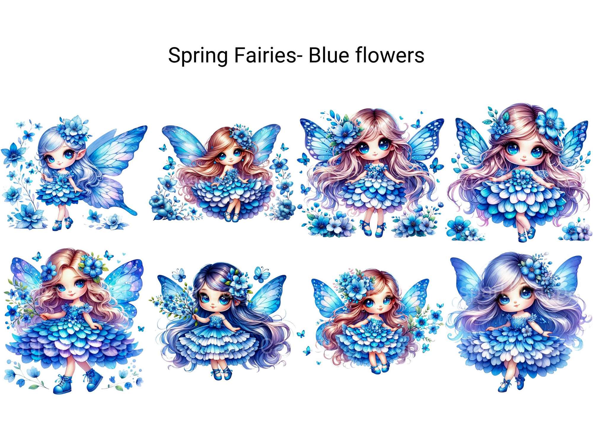 Spring Fairies Blue Flowers - CraftNest - Digital Crafting and Art