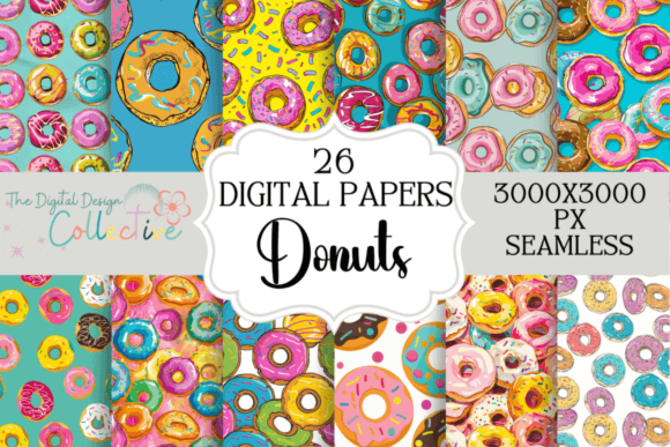 Colorful Sprinkled Donuts Seamless Digital Paper