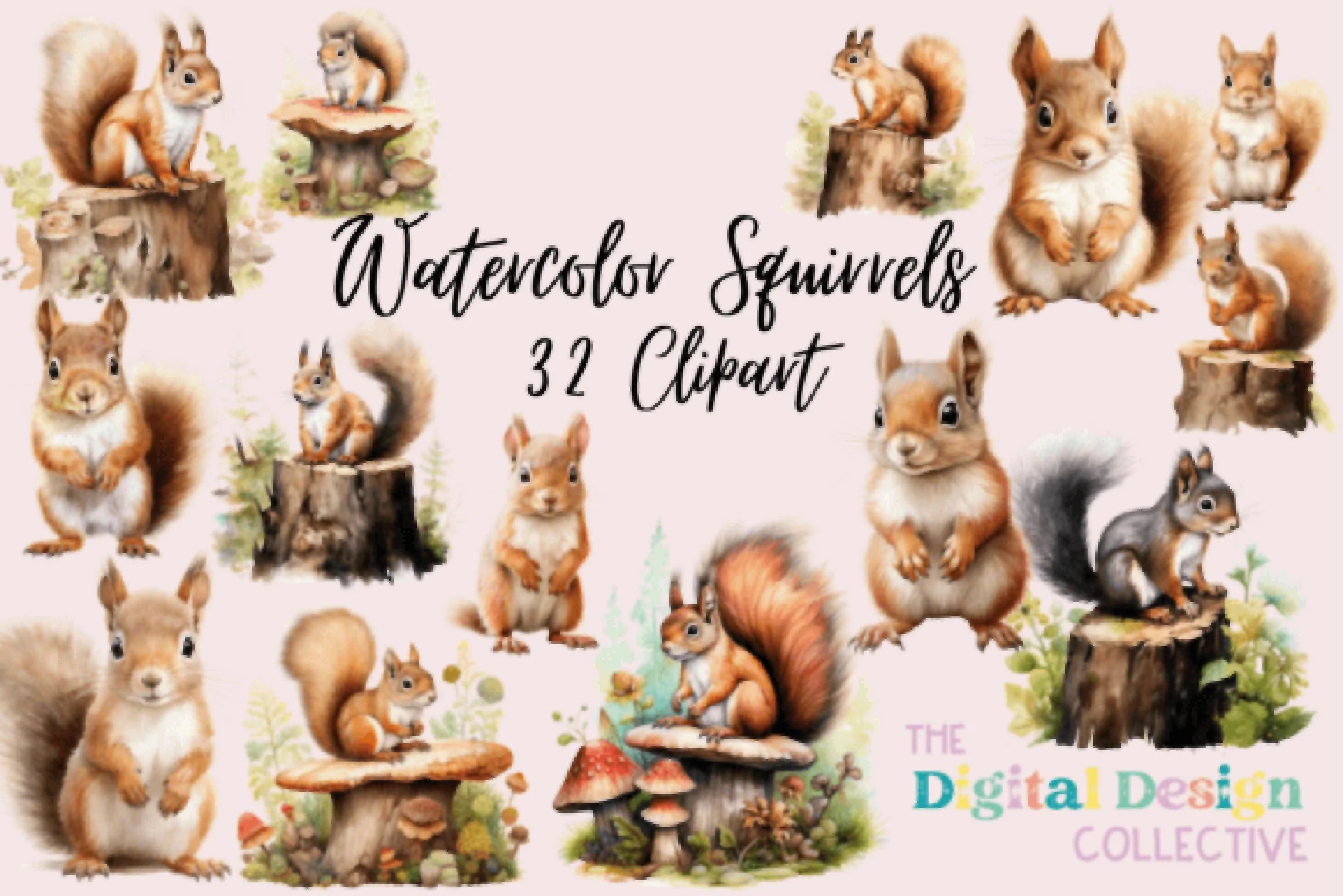 Squirrel Clipart Bundle - CraftNest - Digital Crafting and Art