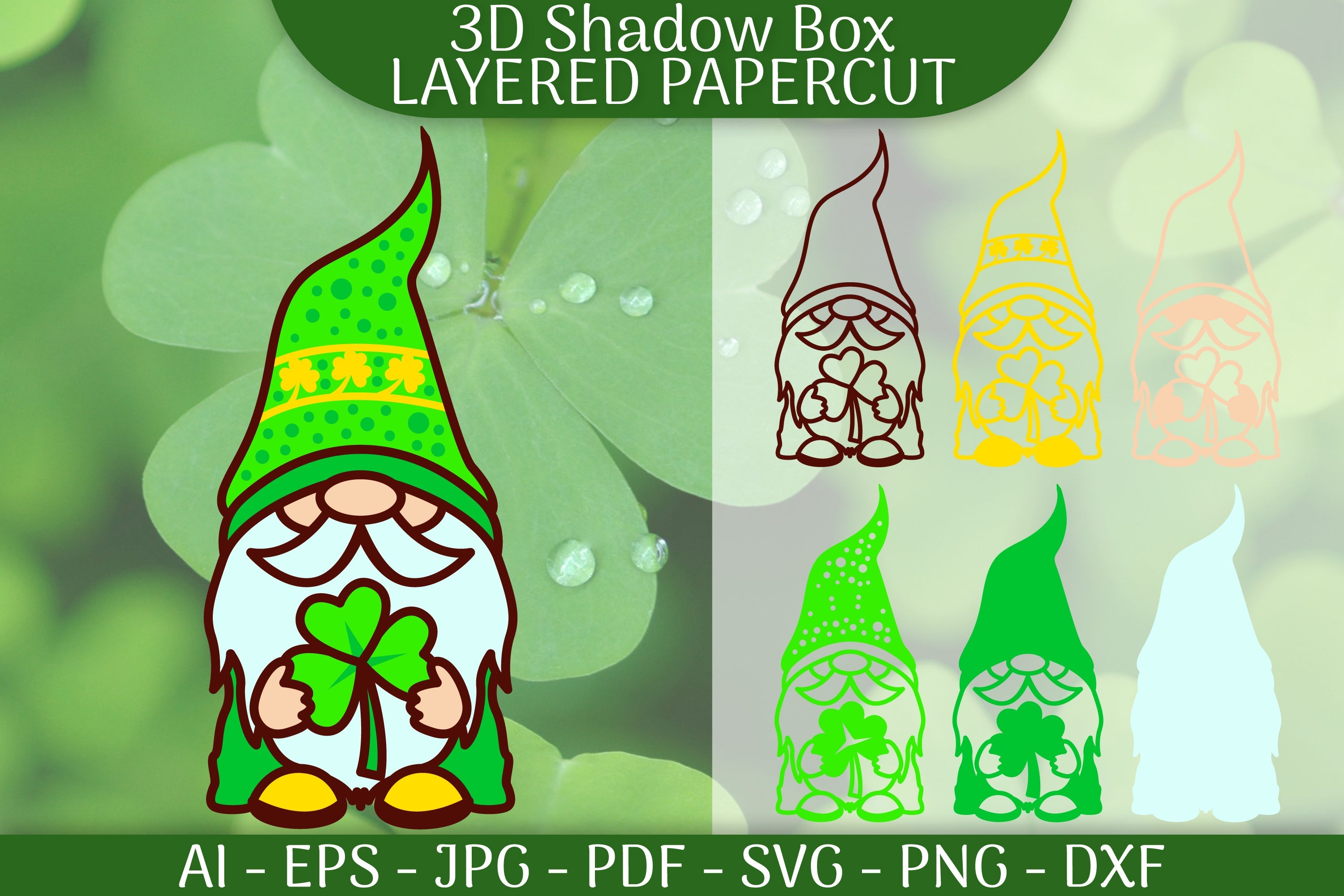 St Patrick's Day Gnome Layered Papercut SVG Bundle - CraftNest - Digital Crafting and Art