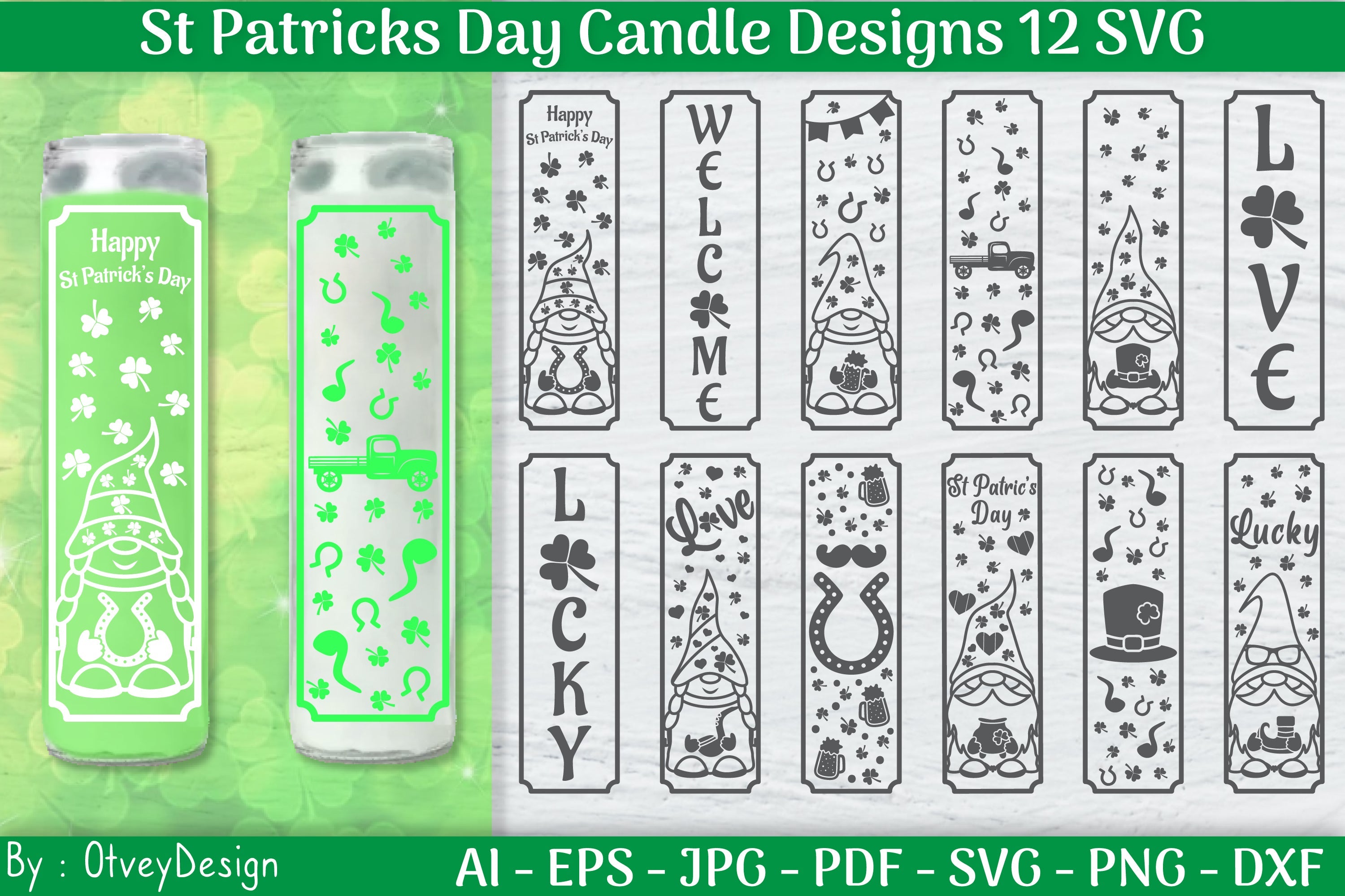 St Patrick's Day Candle Designs SVG Bundle