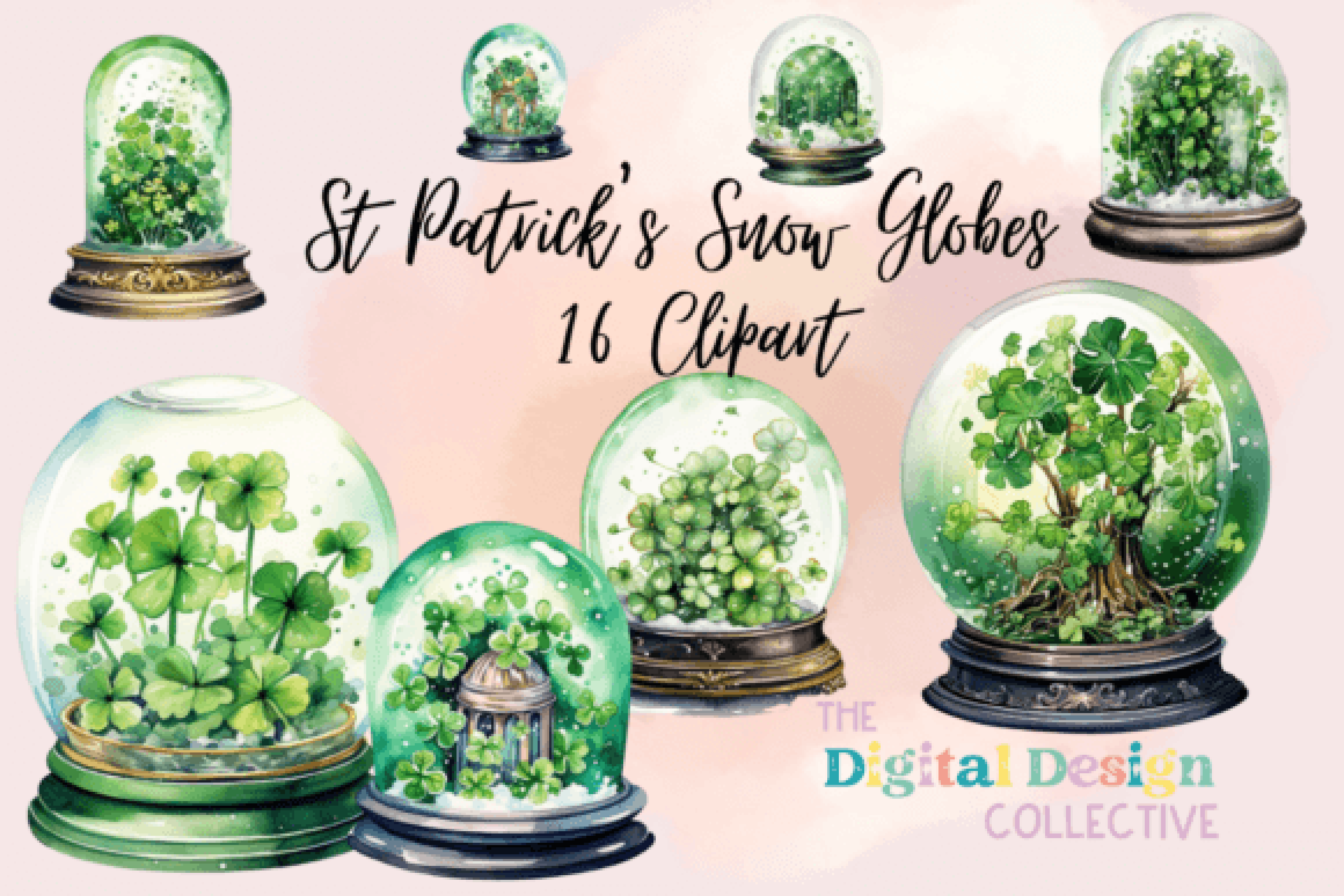 Unique St Patrick's Day Snow Globes Clipart Bundle