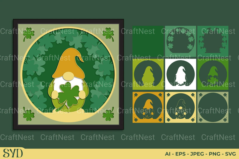 St. Patrick's Day Gnome Layered Papercut Clipart Bundle - CraftNest - Digital Crafting and Art