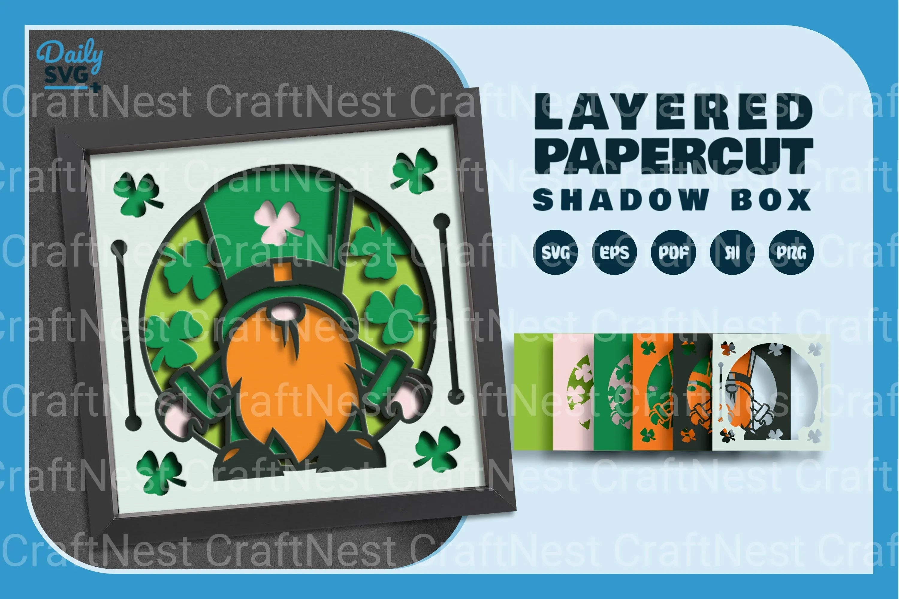 St. Patrick's Day Gnome Papercut SVG Bundle