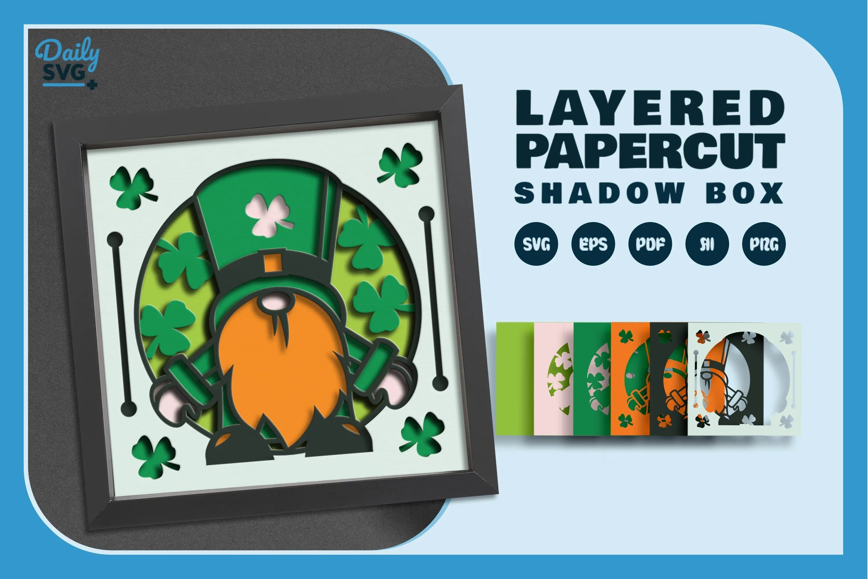 St. Patrick's Day Gnome Papercut SVG Bundle - CraftNest - Digital Crafting and Art