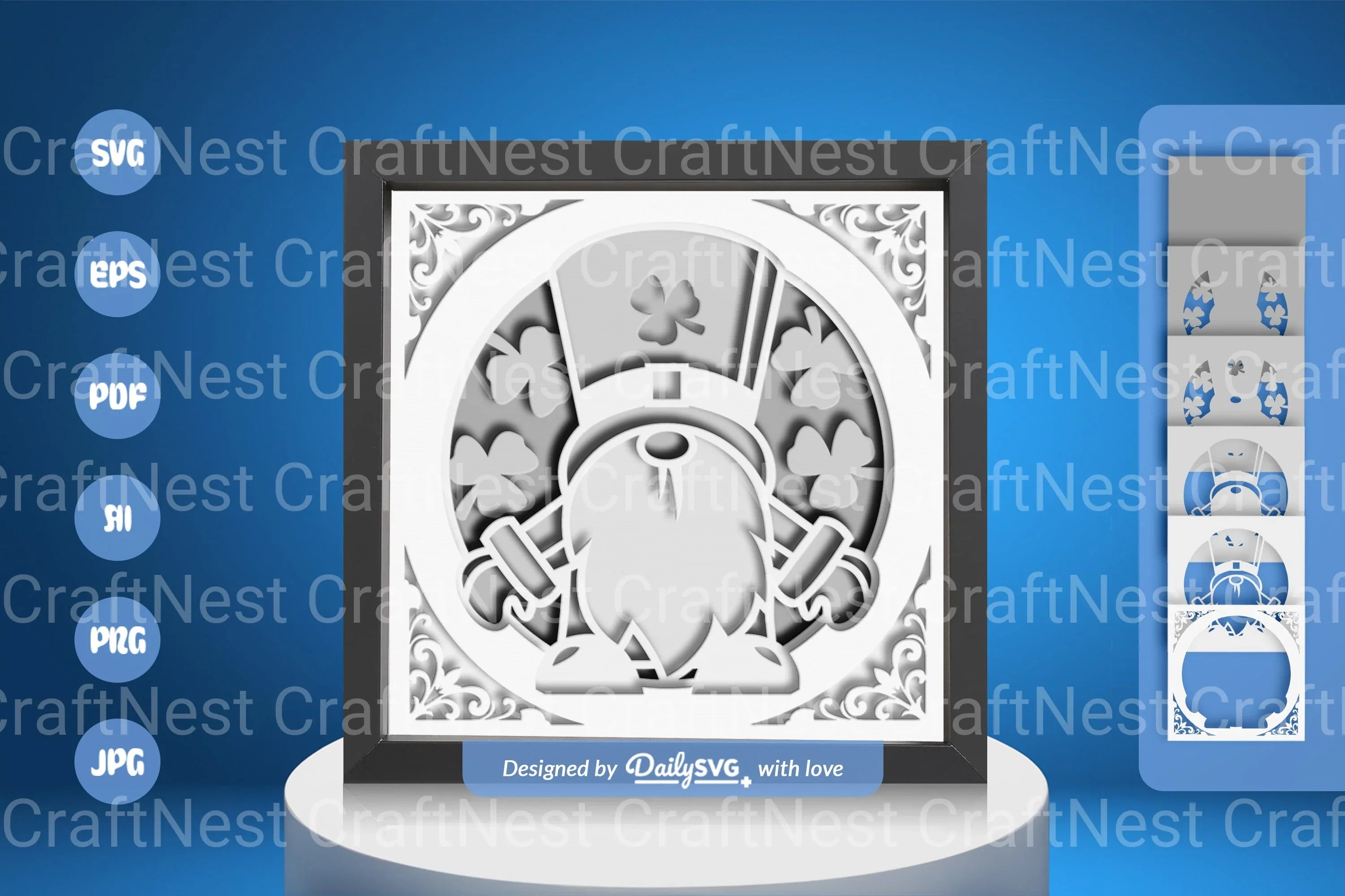 St. Patrick's Day Gnome Papercut SVG Bundle