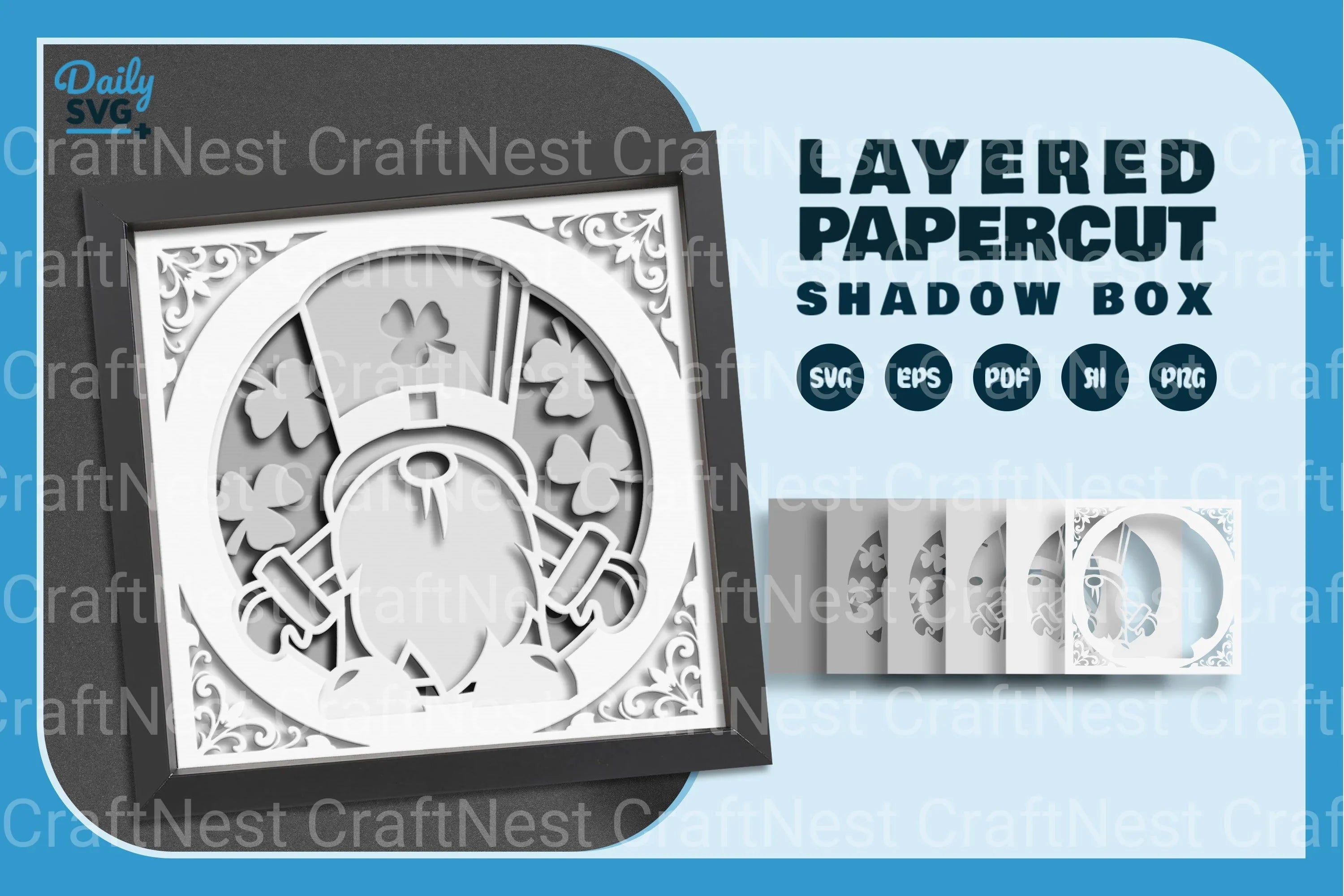 St. Patrick's Day Gnome Papercut SVG Bundle