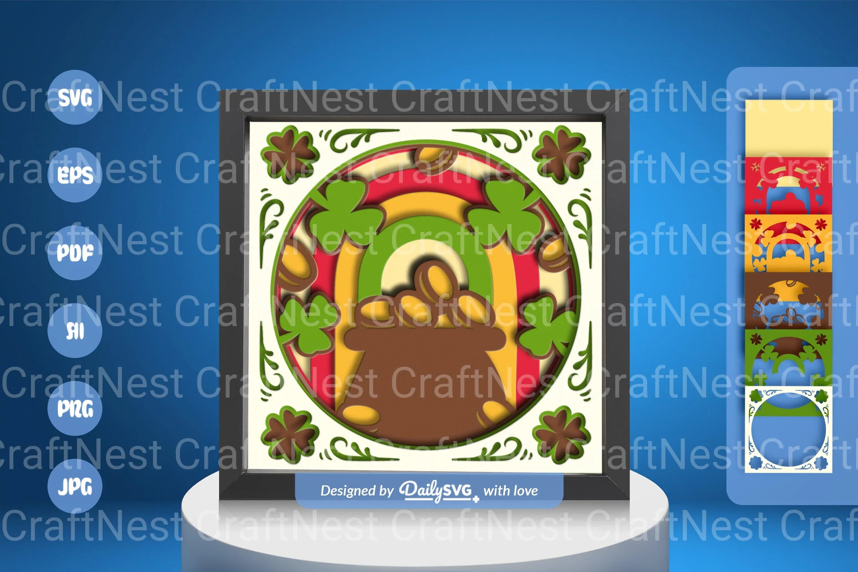 St. Patrick's Day Pot of Gold Papercut SVG Bundle