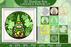 St Patrick's Day Gnome 3D Shadowbox Papercut SVG Bundle 3 - CraftNest - Digital Crafting and Art