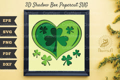 St Patrick's Day Shamrock Heart 3D Shadow Box Clipart Bundle - CraftNest - Digital Crafting and Art