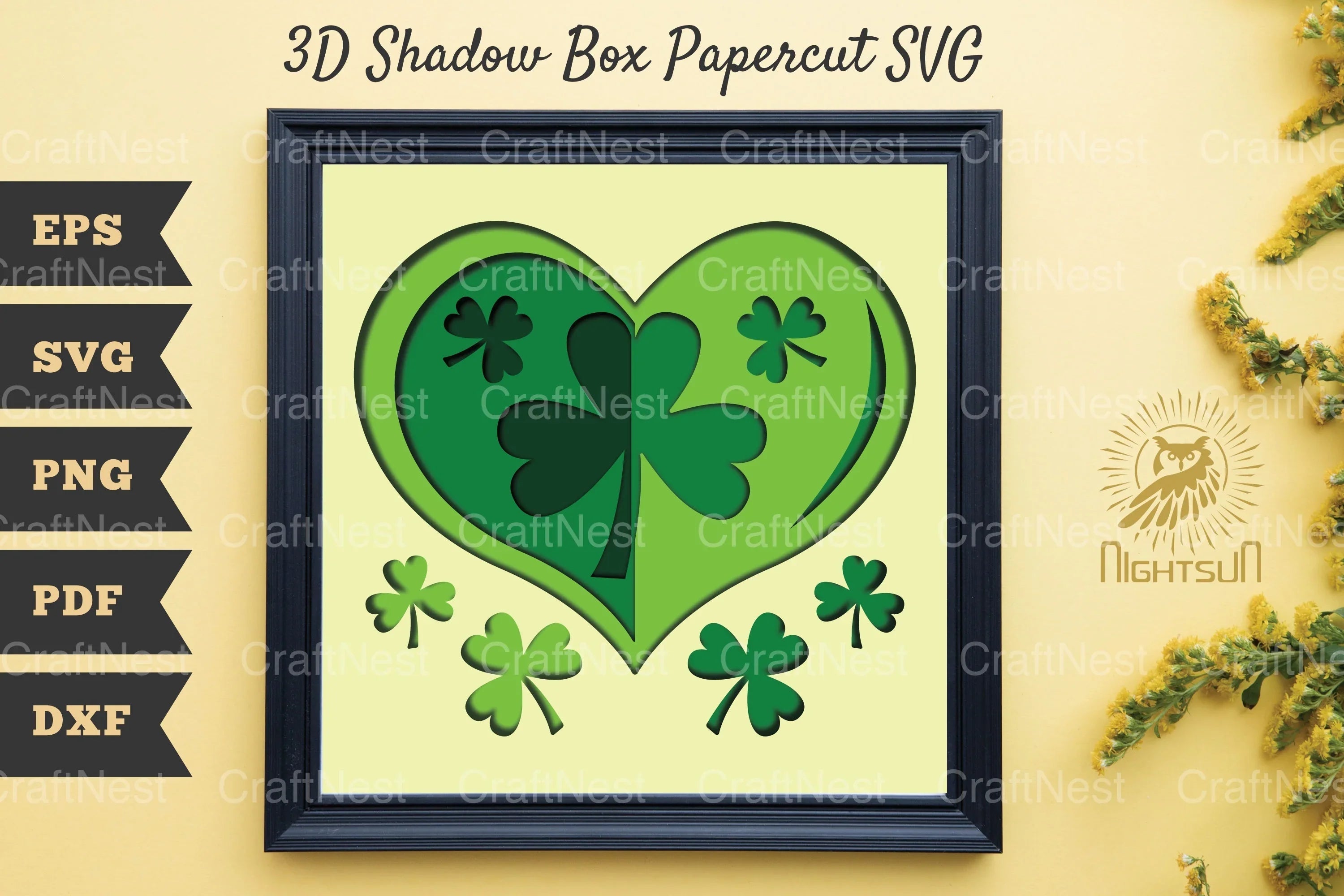 St Patrick's Day Shamrock Heart 3D Shadow Box Clipart Bundle - CraftNest - Digital Crafting and Art