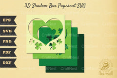 St Patrick's Day Shamrock Heart 3D Shadow Box Clipart Bundle - CraftNest - Digital Crafting and Art