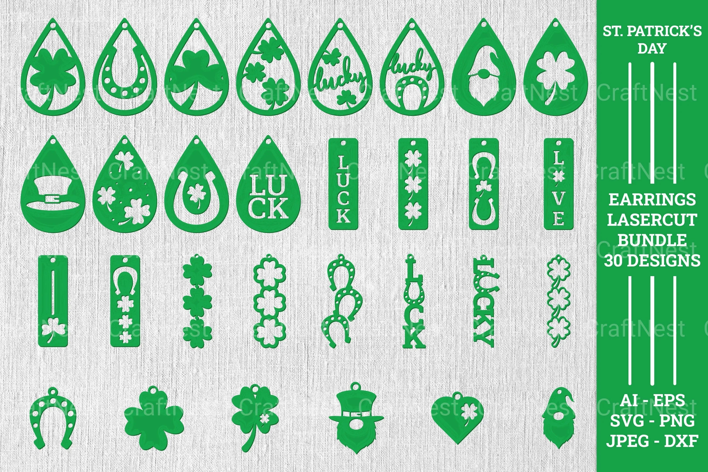 St Patrick's Earrings Laser Cut SVG Bundle - CraftNest - Digital Crafting and Art