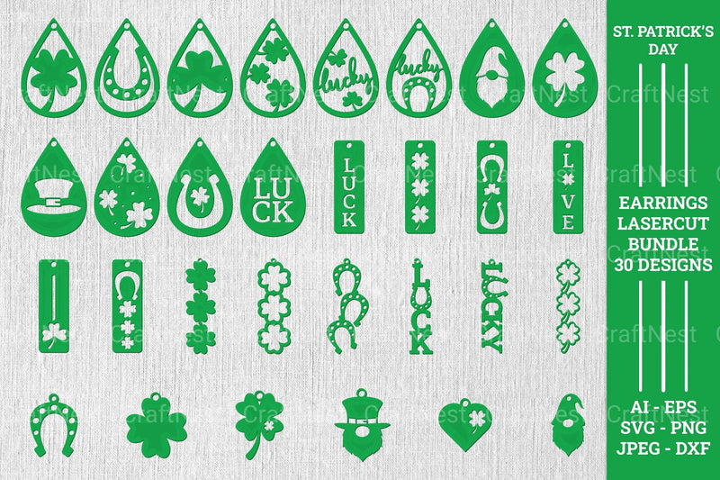 St Patrick's Earrings Laser Cut SVG Bundle - CraftNest - Digital Crafting and Art