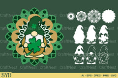 St Patrick's Gnome Mandala Layered Papercut Clipart Bundle - CraftNest - Digital Crafting and Art