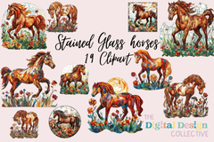 Stained Glass Horses Clipart Bundle - CraftNest - Digital Crafting and Art
