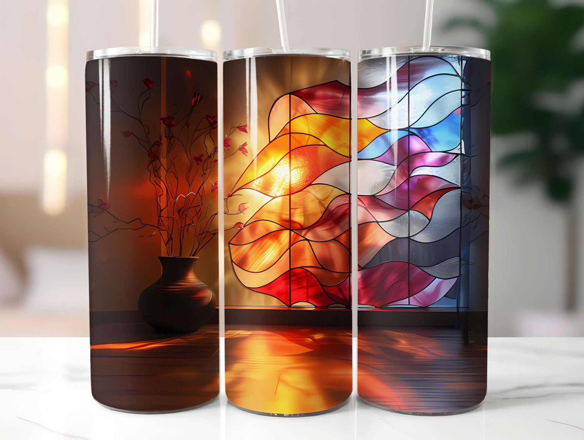 Stained Glass Summer 2 Tumbler Wrap - CraftNest - Digital Crafting and Art