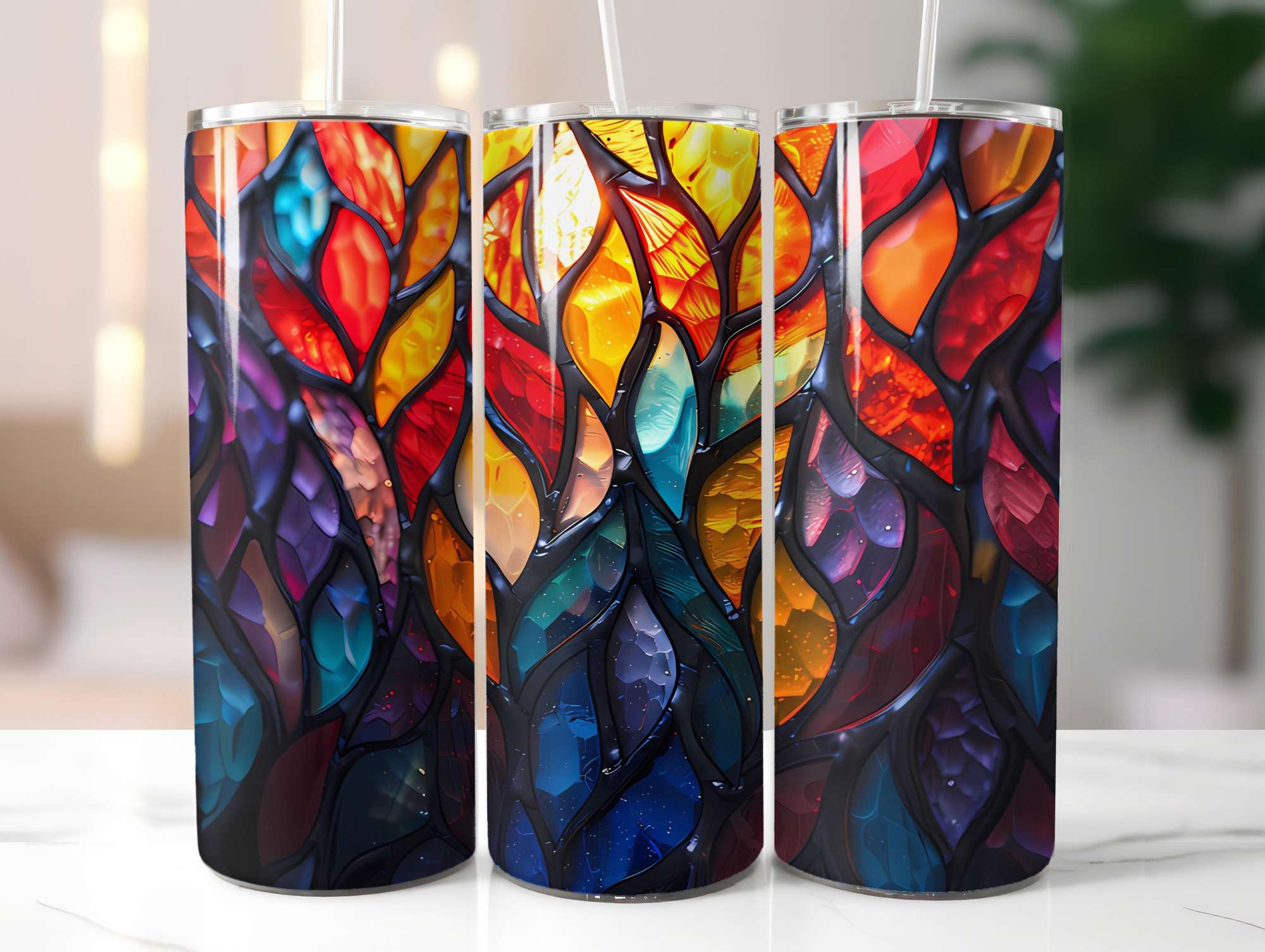 Stained Glass Summer 2 Tumbler Wrap - CraftNest - Digital Crafting and Art