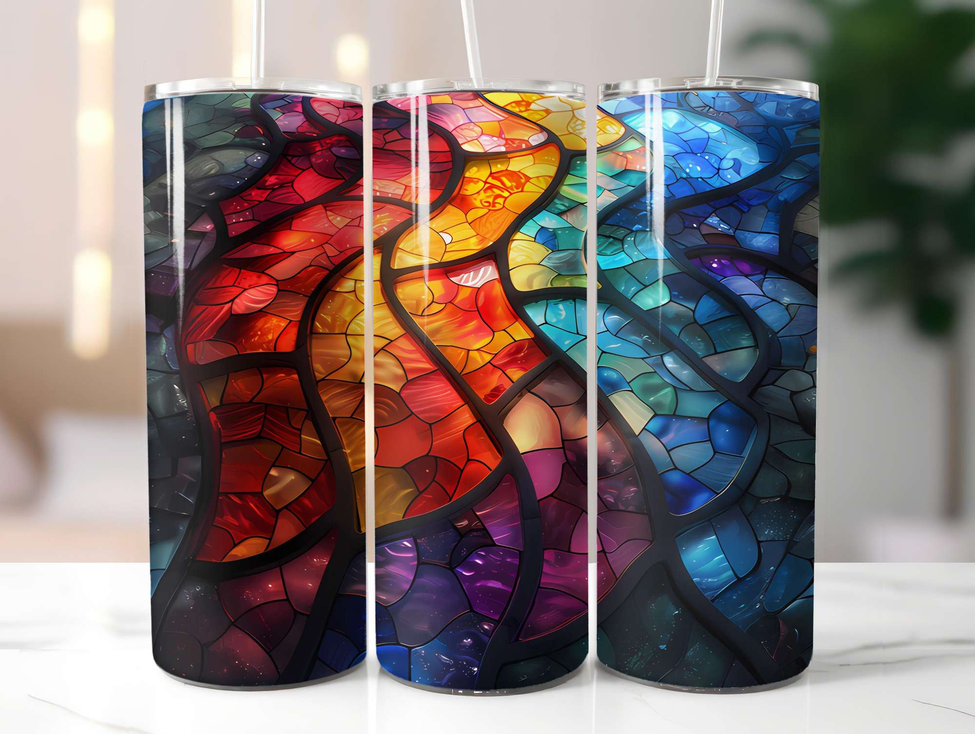 Stained Glass Summer 5 Tumbler Wrap - CraftNest - Digital Crafting and Art