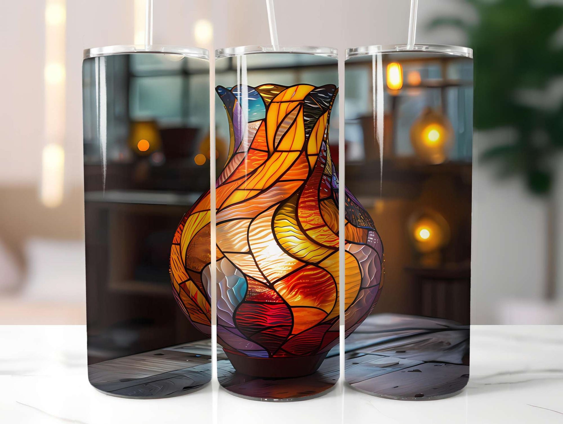 Stained Glass Summer 2 Tumbler Wrap - CraftNest - Digital Crafting and Art