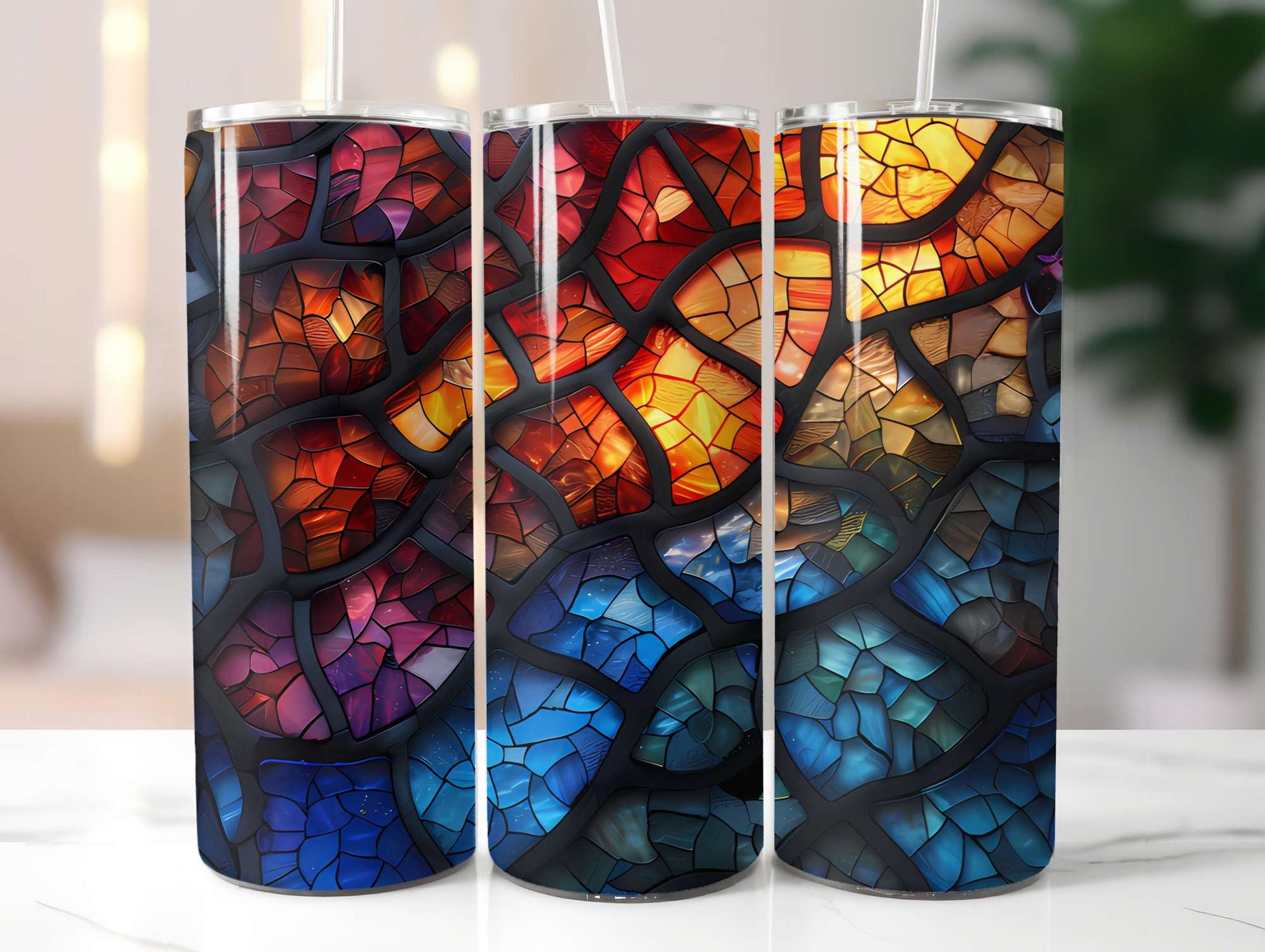 Stained Glass Summer 2 Tumbler Wrap - CraftNest - Digital Crafting and Art