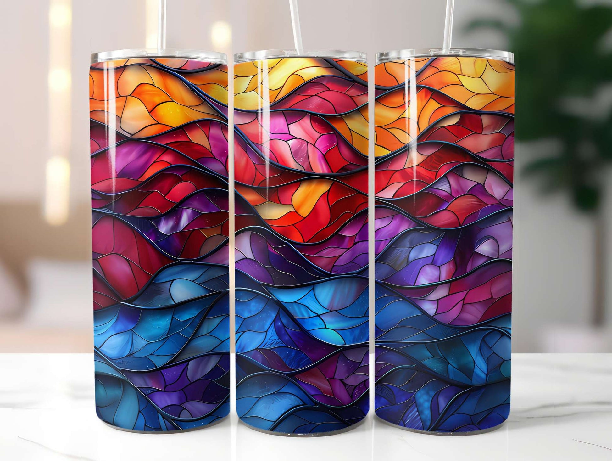 Stained Glass Summer 5 Tumbler Wrap - CraftNest - Digital Crafting and Art