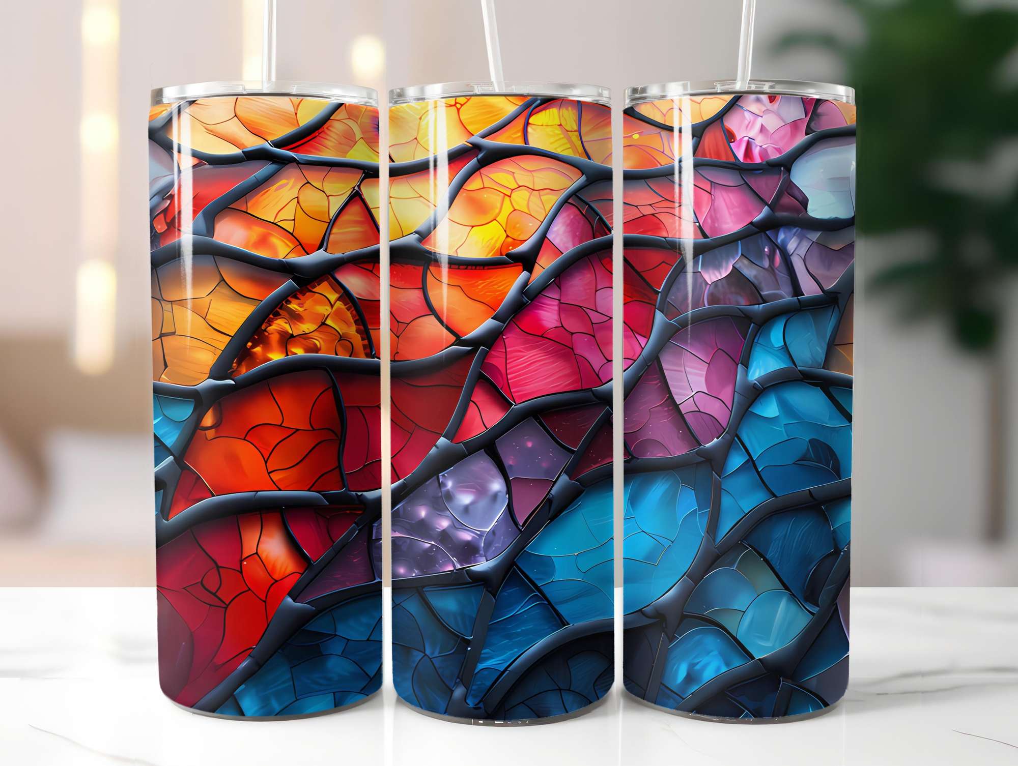 Stained Glass Summer 2 Tumbler Wrap - CraftNest - Digital Crafting and Art
