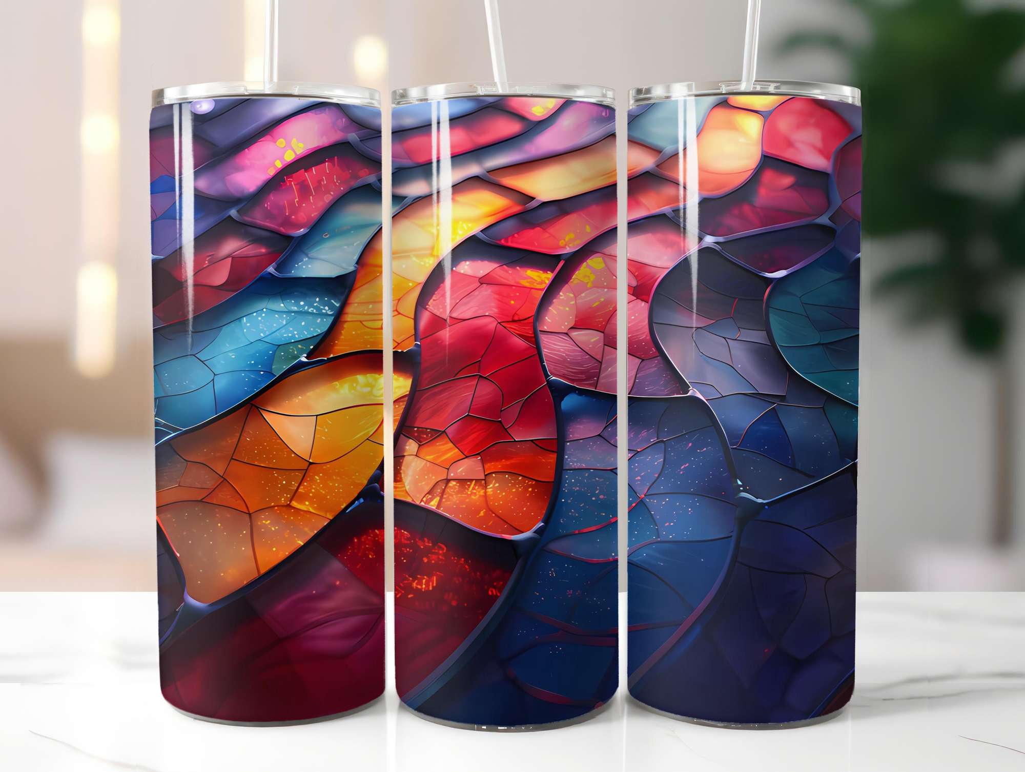 Stained Glass Summer 2 Tumbler Wrap - CraftNest - Digital Crafting and Art