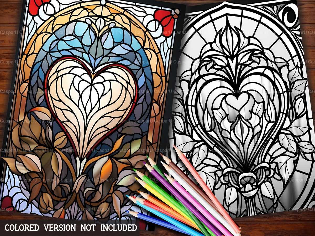 Stained Glass Valentines Day Coloring Books - CraftNest