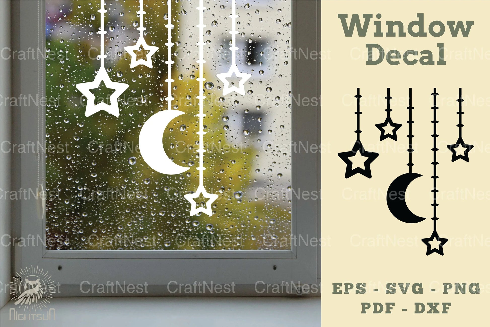 Star and Moon Window Decal Clipart Bundle - CraftNest - Digital Crafting and Art