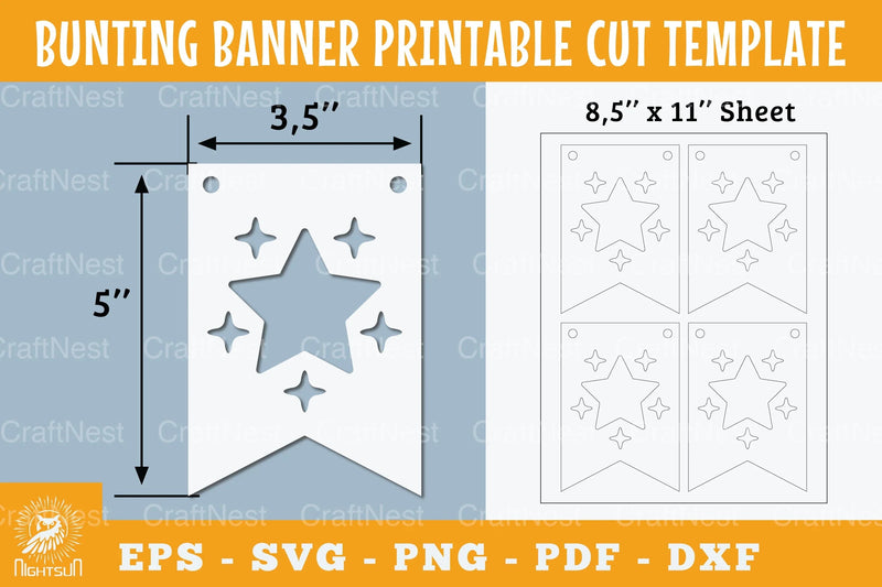 Stars Bunting Banner Printable Template Clipart Bundle - CraftNest - Digital Crafting and Art