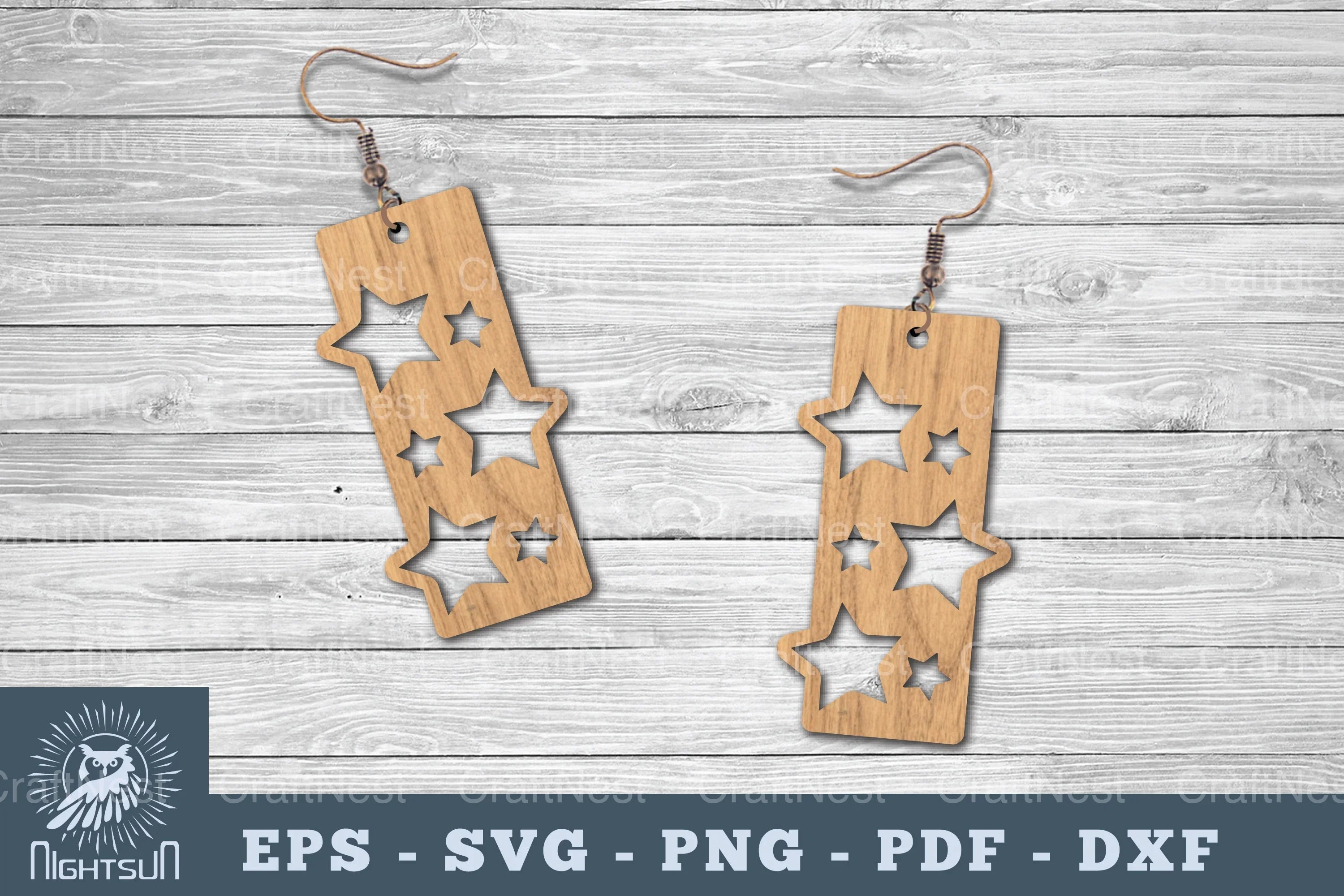 Laser Cut Star Earrings Design Bundle - CraftNest - Digital Crafting and Art