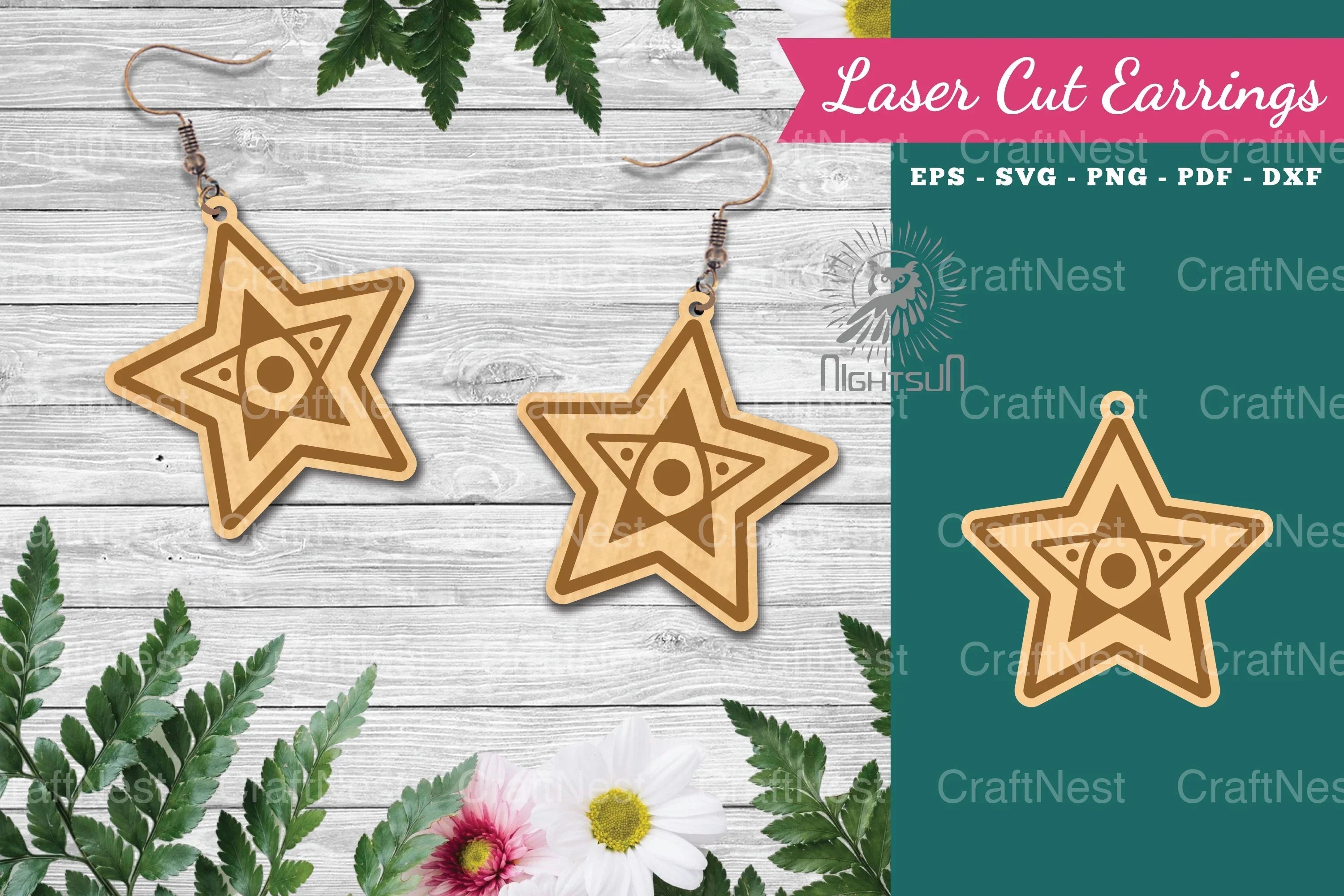 Stars Laser Cut Earrings SVG Bundle - CraftNest - Digital Crafting and Art