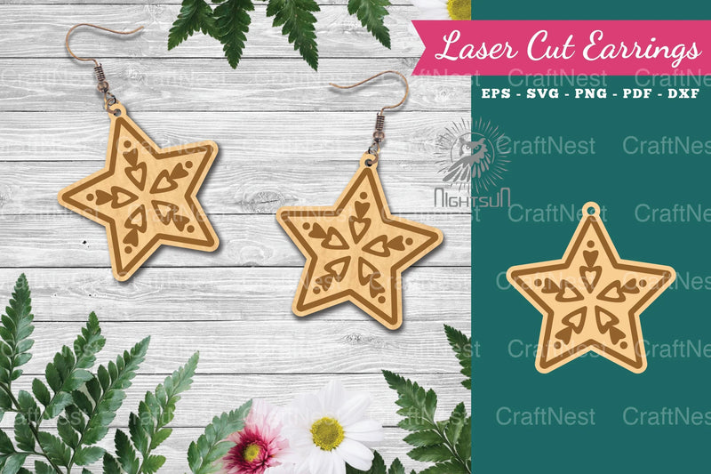 Stars Laser Cut Earrings SVG Bundle - CraftNest - Digital Crafting and Art