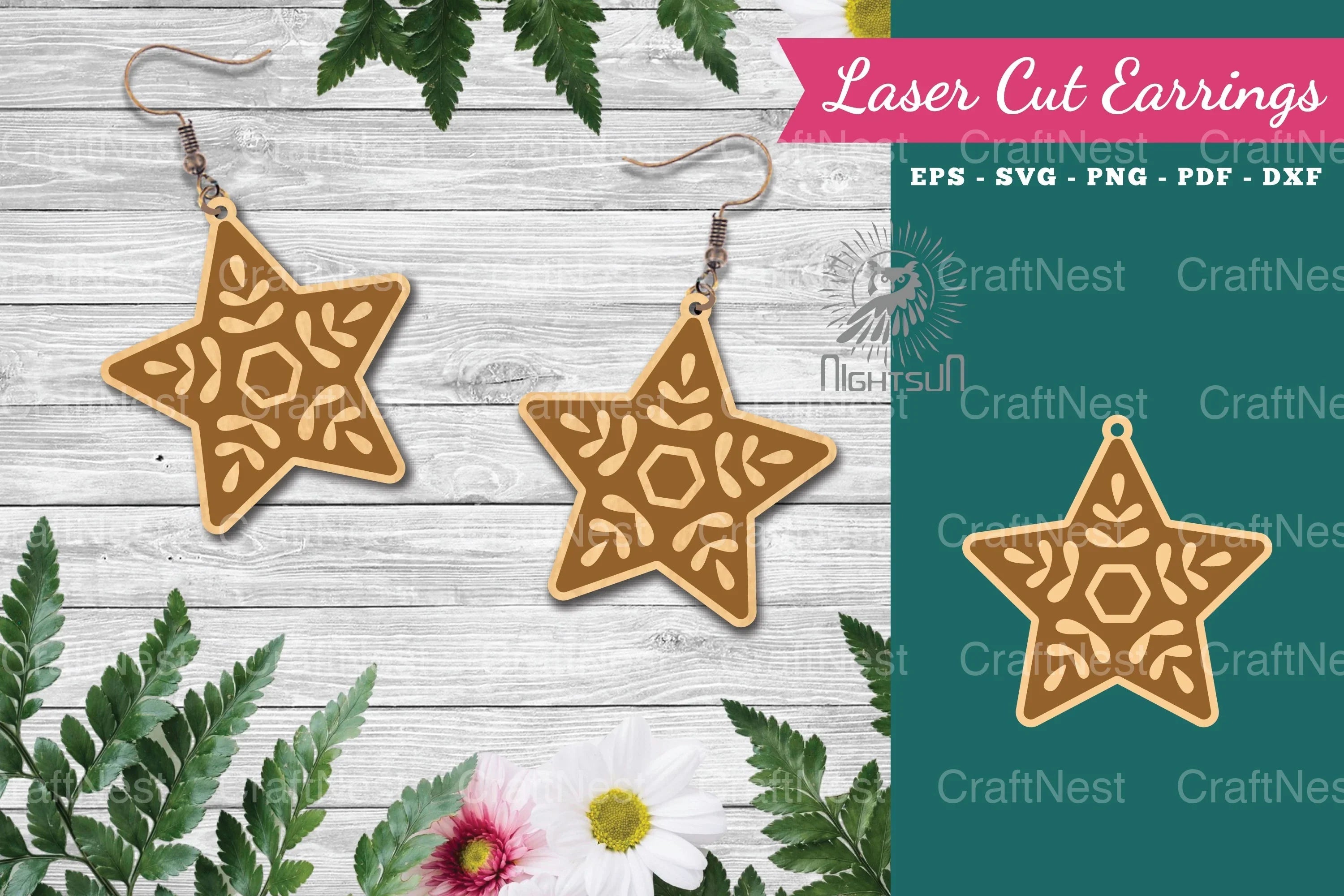 Stars Laser Cut Earrings SVG Design Bundle - CraftNest - Digital Crafting and Art