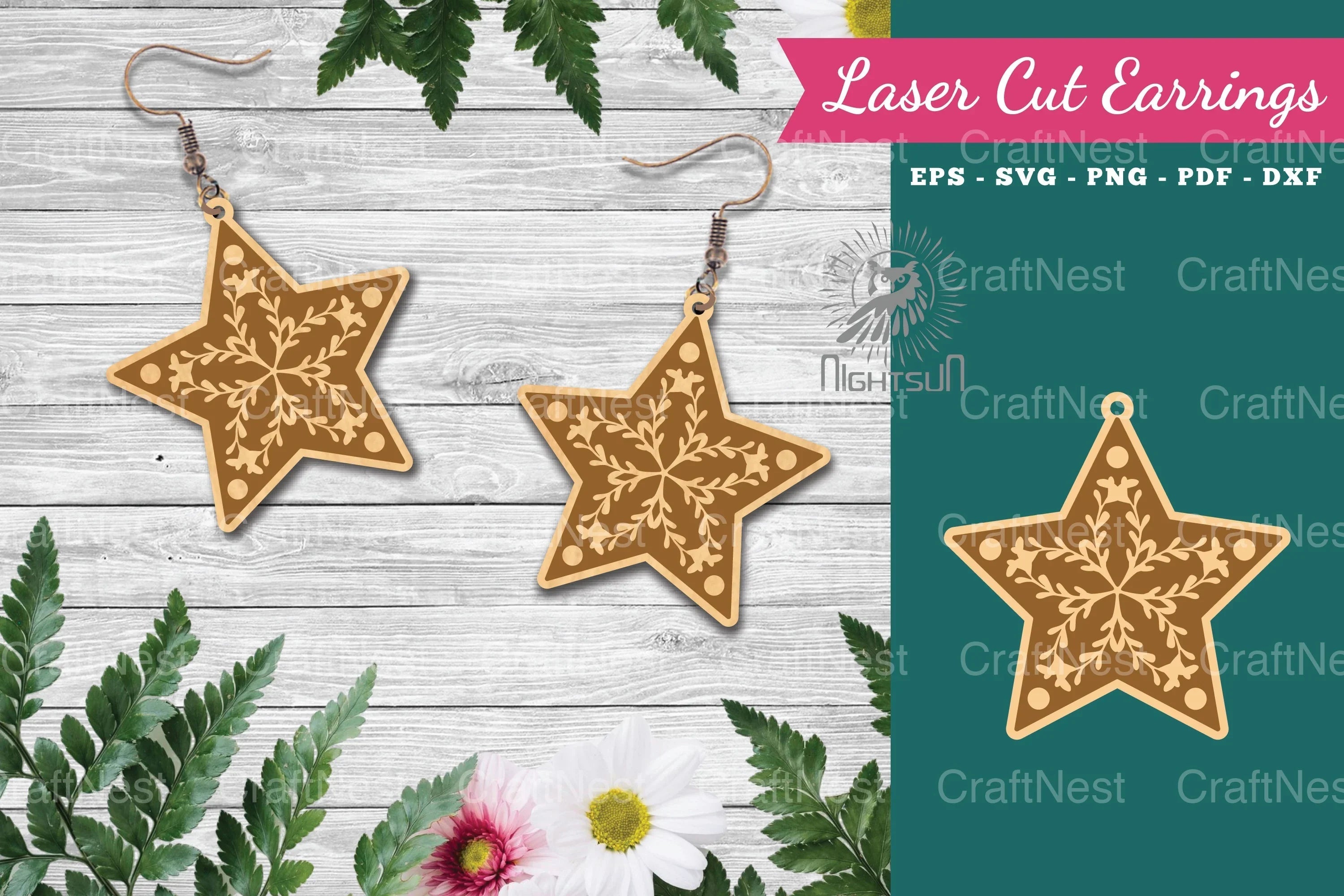 Stars Laser Cut Earrings Design Bundle - CraftNest - Digital Crafting and Art