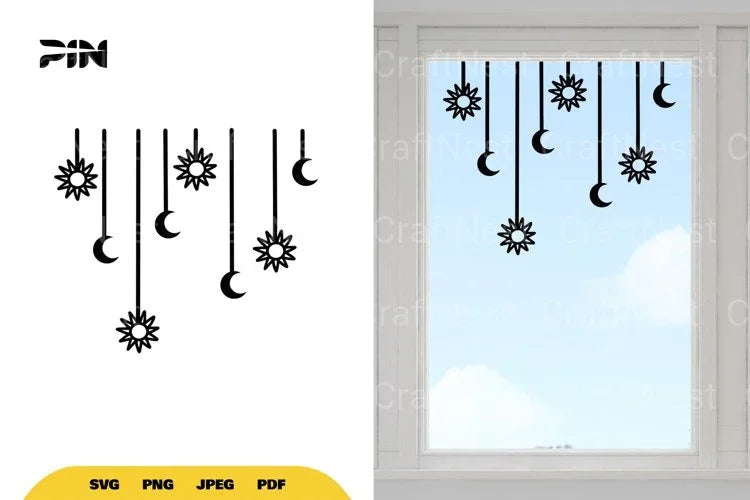 Stars and Moon Window Decal SVG Bundle - CraftNest - Digital Crafting and Art